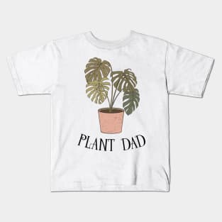 Plant Dad - Boho Monstera Plant (Black) Kids T-Shirt
